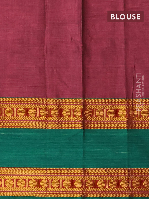 Narayanpet cotton saree maroon shade and green with plain body and rettapet zari woven border