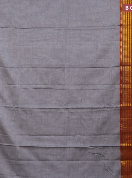 Narayanpet cotton saree grey and magenta pink with plain body and long zari woven border