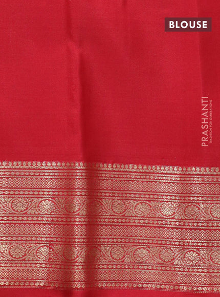 Ikat soft silk saree yellow and red with allover ikat weaves and zari woven border