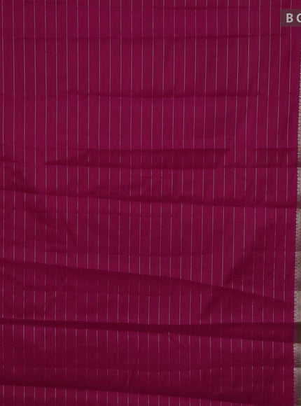 Semi dupion saree pink and green with allover zari stripes pattern and long zari woven border & meenakari blouse