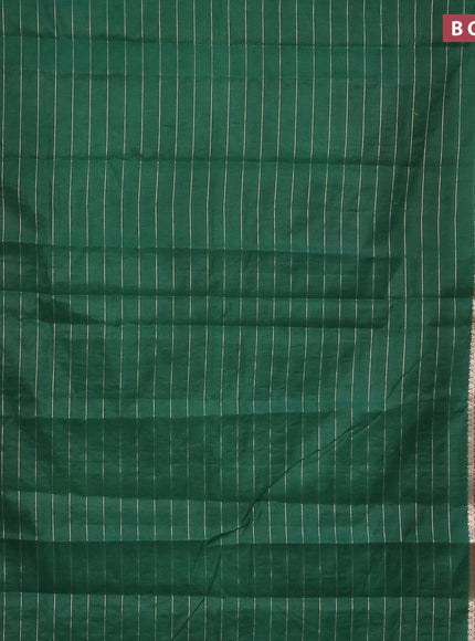 Semi dupion saree green and pink with allover zari stripes pattern and long zari woven border & meenakari blouse