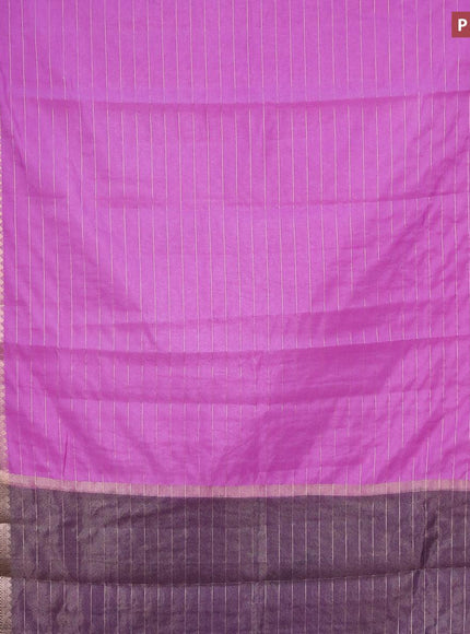 Semi dupion saree violet and navy blue with allover zari stripes pattern and zari woven border & meenakari blouse