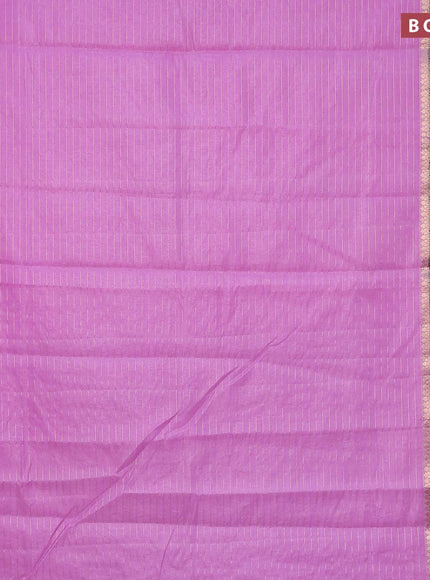 Semi dupion saree lavender and navy blue with allover zari stripes pattern and zari woven border & meenakari blouse