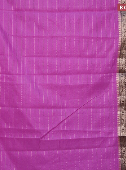 Semi dupion saree lavender shade and blue with allover zari stripes pattern and long zari woven border & meenakari blouse