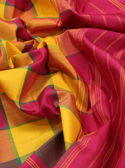 Pure kanjivaram silk saree multi colour and maroon with allover paalum pazhamum checkes and temple design rettapet border & checkes