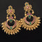 Antique earrings with kemp stone and golden beads hangings - {{ collection.title }} by Prashanti Sarees