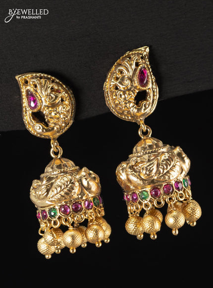 Antique jhumka with kemp stone and golden beads hangings - {{ collection.title }} by Prashanti Sarees