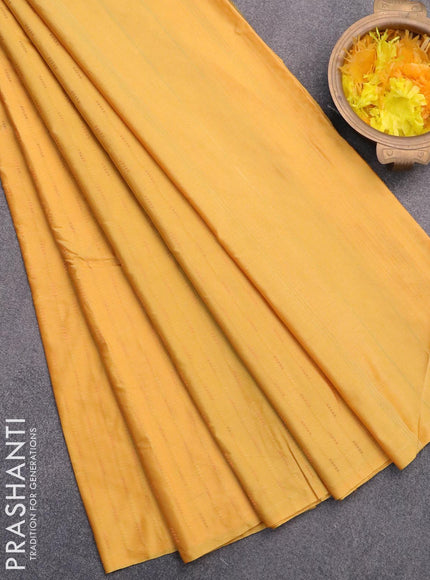 Arani semi silk saree yellow and dual shade of purple with allover copper zari woven butta weaves in borderless style - {{ collection.title }} by Prashanti Sarees