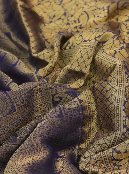 Art chiffon saree dark blue with allover zari woven brocade weaves and zari woven border - {{ collection.title }} by Prashanti Sarees