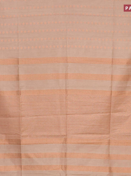 Bamboo silk saree beige with allover copper zari woven butta weaves and zari woven border - {{ collection.title }} by Prashanti Sarees