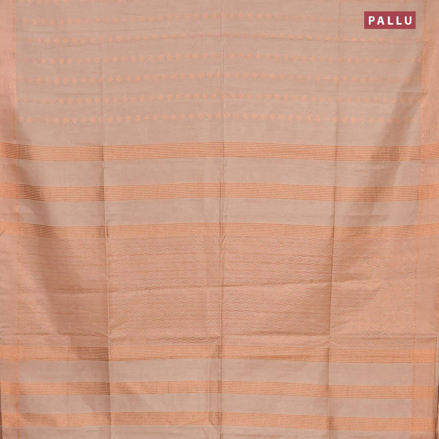 Bamboo silk saree beige with allover copper zari woven butta weaves and zari woven border - {{ collection.title }} by Prashanti Sarees