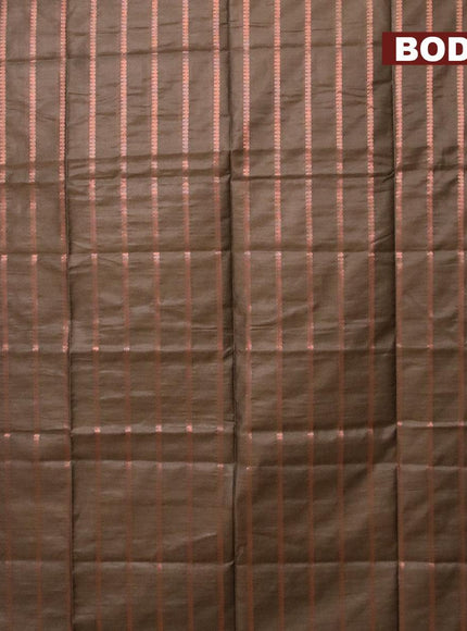 Bamboo silk saree dark sap green with allover copper zari weaves and copper zari woven border - {{ collection.title }} by Prashanti Sarees