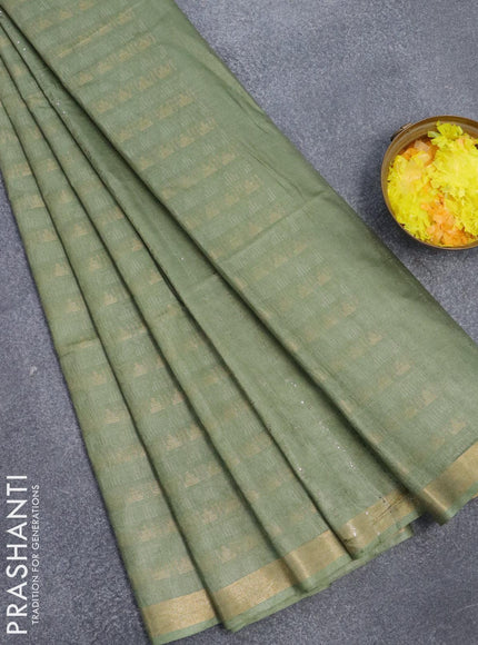 Bamboo silk saree pastel green with allover zari weaves and zari woven border - {{ collection.title }} by Prashanti Sarees