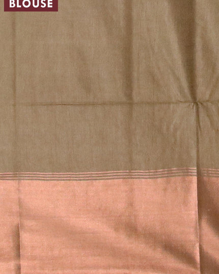 Bamboo silk saree sap green with copper zari woven buttas and copper zari woven border - {{ collection.title }} by Prashanti Sarees