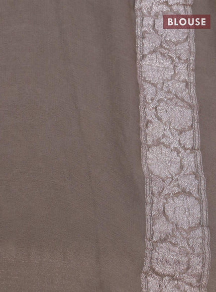 Banarasi chiffon saree grey shade with allover chikankari work and silver zari woven border - {{ collection.title }} by Prashanti Sarees