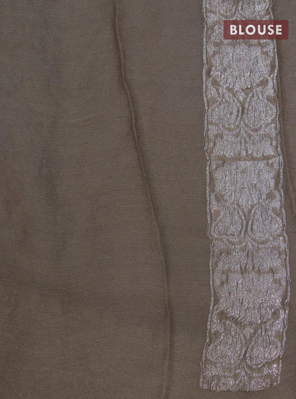 Banarasi chiffon saree grey shade with allover chikankari work and silver zari woven border - {{ collection.title }} by Prashanti Sarees