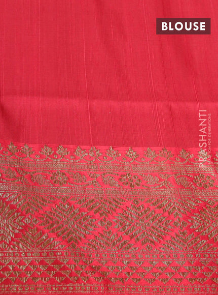 Banarasi handloom dupion saree blue and red with allover thread woven buttas and woven border - {{ collection.title }} by Prashanti Sarees