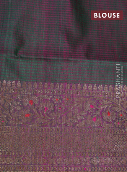 Banarasi handloom dupion saree green and red with thread & zari woven floral buttas and woven border - {{ collection.title }} by Prashanti Sarees