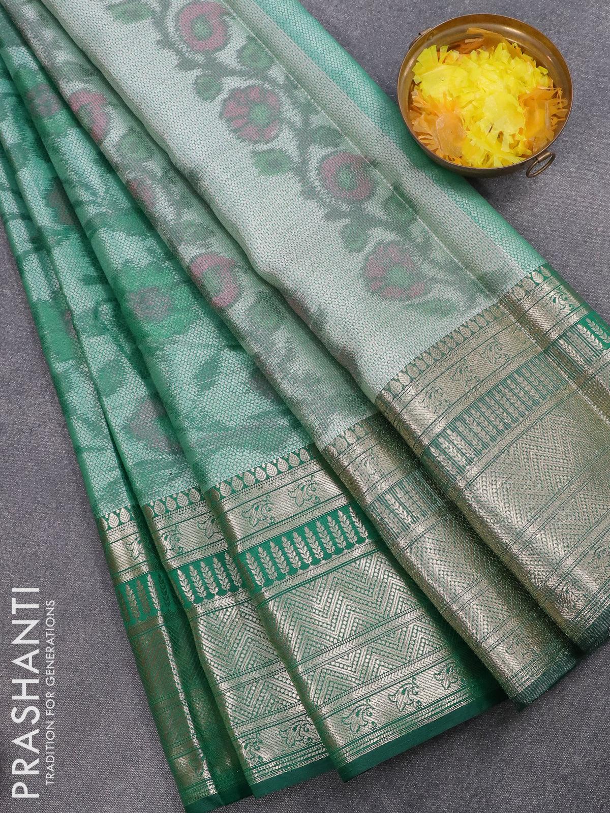 Banarasi Semi Chiffon Saree Silver Zari Buti Weaving & Contrast Border –  Banarasikargha