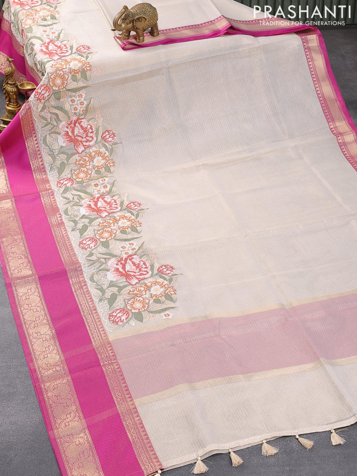 The ethereal looks resplendent in our white tissue organza saree. The –  Womenyaa