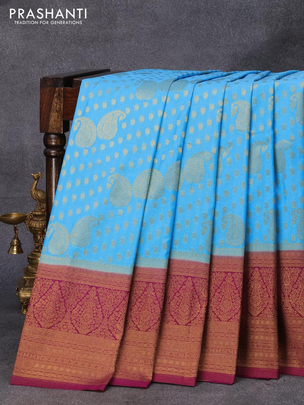 Light Blue Party Wear Banarasi Silk Sarees at Rs 2553 in Surat | ID:  20973924873