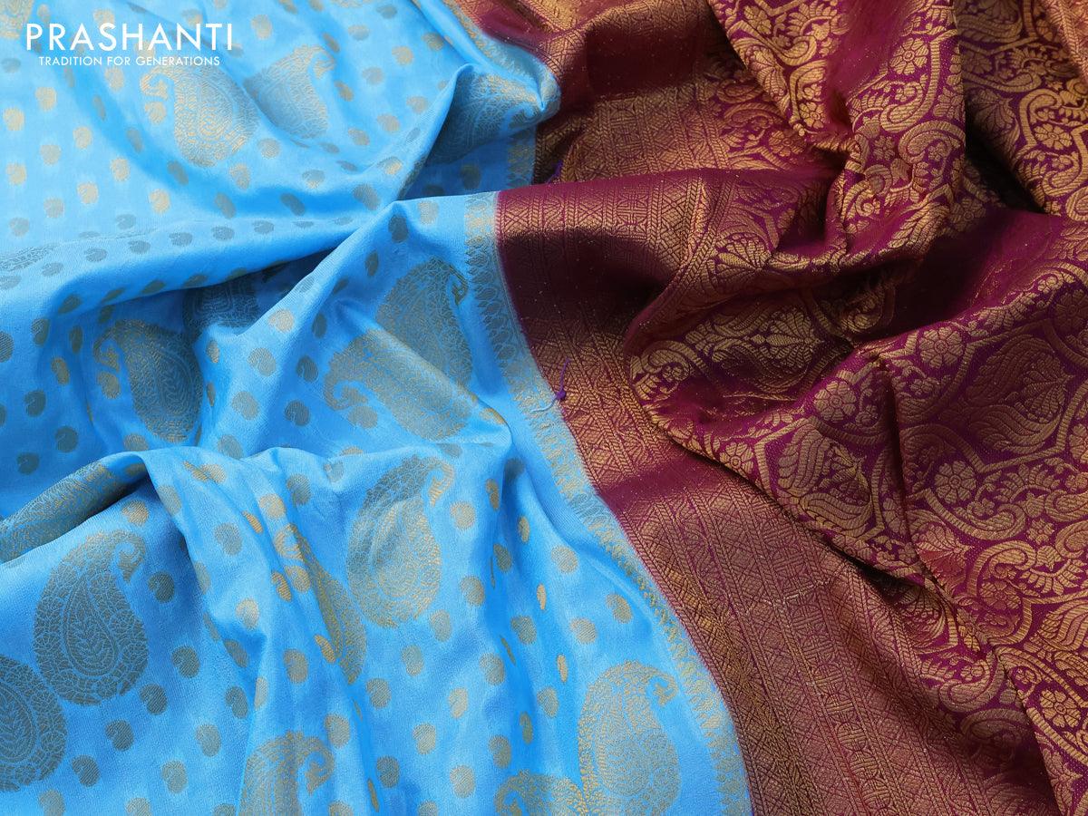 CSM- 13402 | Red & Purple Semi Binny Crepe Saree | The Chennai Shopping Mall