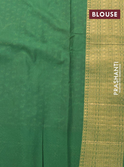 Banarasi semi crepe silk saree pink and green with allover zari woven paisley butta weaves and long zari woven border - {{ collection.title }} by Prashanti Sarees