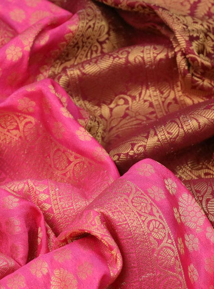 Banarasi semi crepe silk saree pink and maroon with allover zari weaves and zari woven border - {{ collection.title }} by Prashanti Sarees