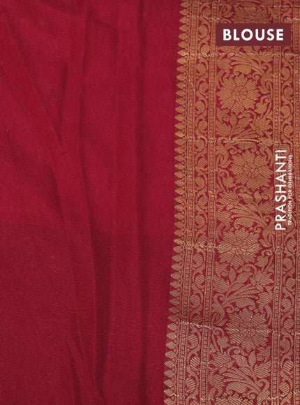 Banarasi semi crepe silk saree pink and maroon with allover zari weaves and zari woven border - {{ collection.title }} by Prashanti Sarees