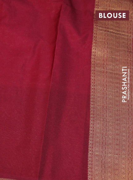 Banarasi semi crepe silk saree pink and maroon with allover zari woven paisley butta weaves and long zari woven border - {{ collection.title }} by Prashanti Sarees