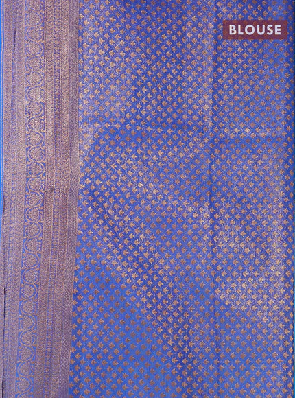 Banarasi semi dupion saree cs blue and blue with allover thread & zari woven buttas and zari woven border - {{ collection.title }} by Prashanti Sarees