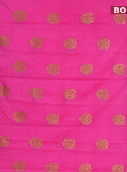 Banarasi semi dupion saree pink and bottle green with thread & zari woven buttas and zari woven border - {{ collection.title }} by Prashanti Sarees