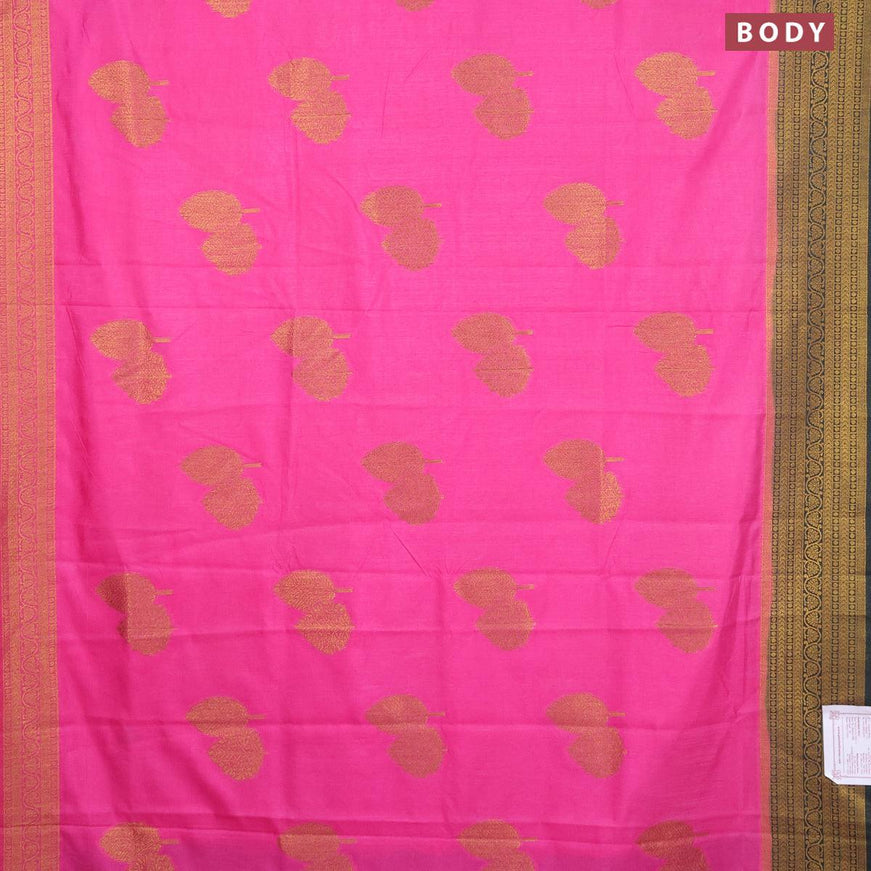 Banarasi semi dupion saree pink and green with allover thread & zari woven buttas and zari woven border - {{ collection.title }} by Prashanti Sarees