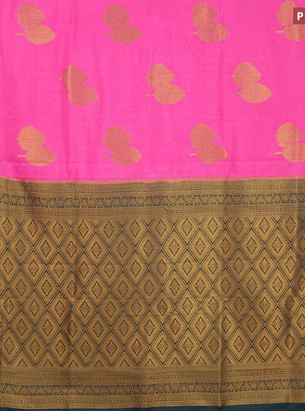 Banarasi semi dupion saree pink and green with allover thread & zari woven buttas and zari woven border - {{ collection.title }} by Prashanti Sarees