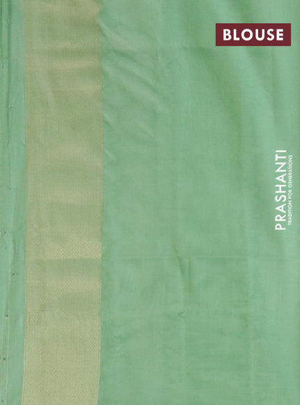 Banarasi softy silk saree green shade and green with allover zari weaves & geometric digital prints and long zari woven border - {{ collection.title }} by Prashanti Sarees