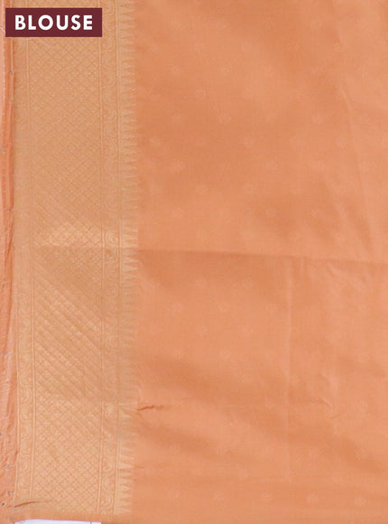 Banarasi softy silk saree off white and rustic orange with allover zari weaves & geometric digital prints and zari woven border - {{ collection.title }} by Prashanti Sarees