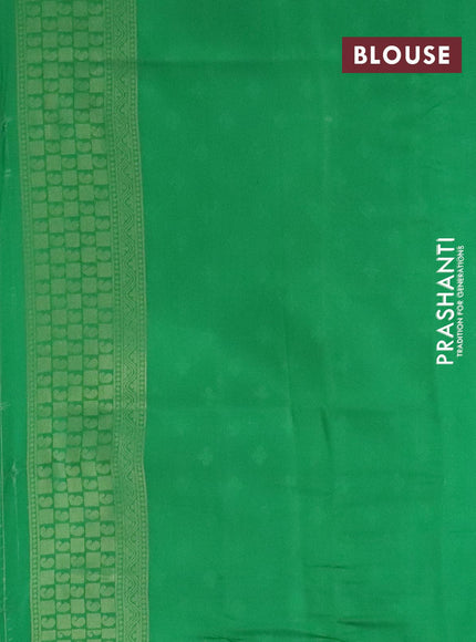 Banarasi softy silk saree pastel peach and green with allover zari weaves & floral digital prints and zari woven border - {{ collection.title }} by Prashanti Sarees