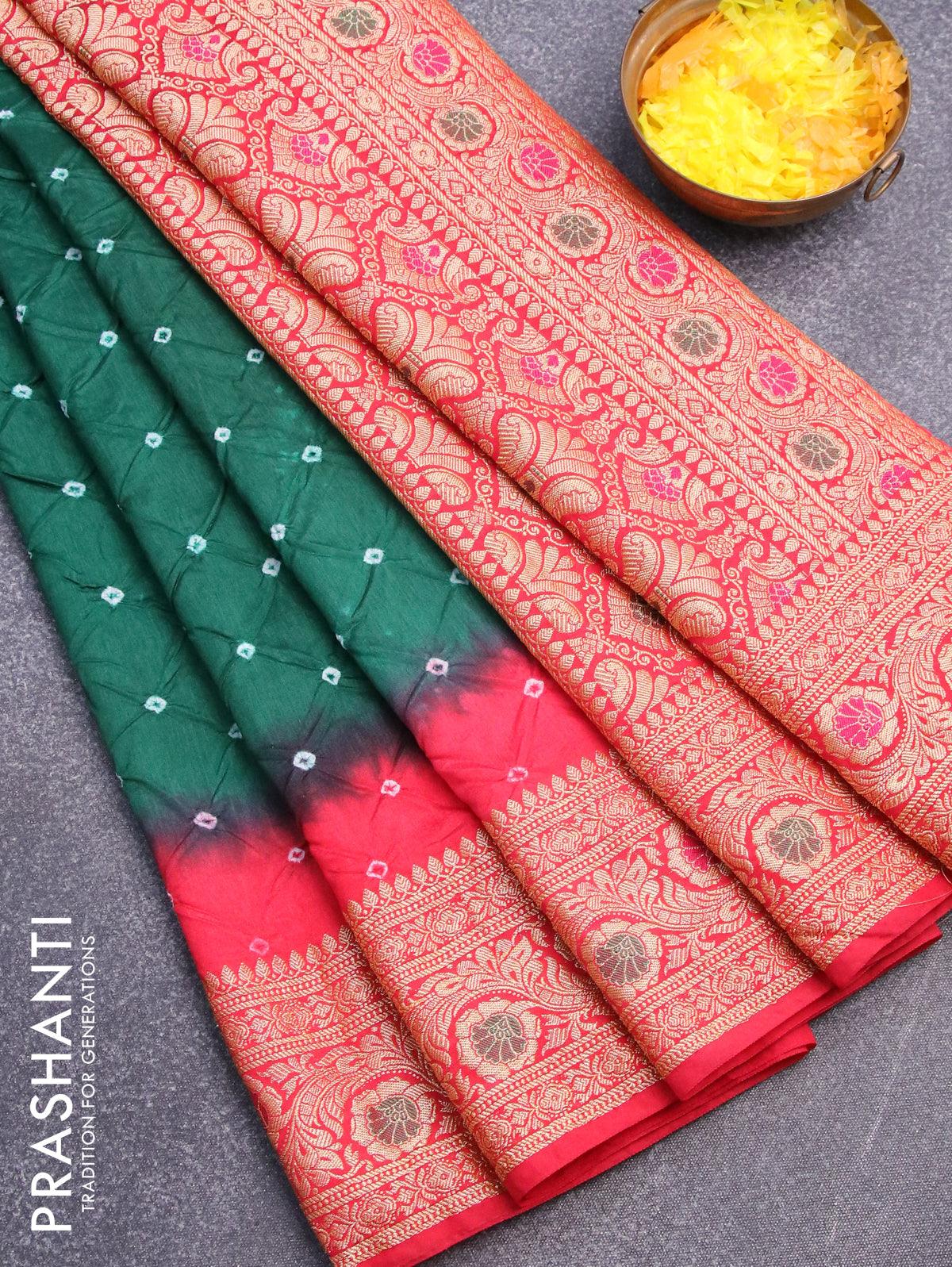 Red bandhani saree set ( stitched blouse) - Rangpur - 4265308