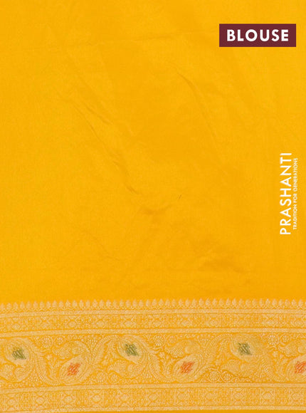 Bandhani saree red and mango yellow with bandhani prints and banarasi style mina border - {{ collection.title }} by Prashanti Sarees