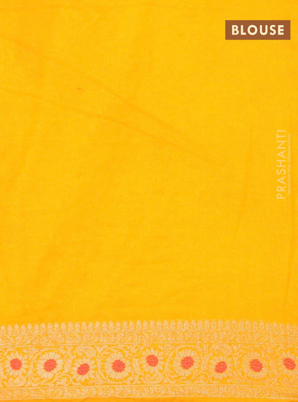 Bandhani saree red and mango yellow with bandhani prints and banarasi style mina border - {{ collection.title }} by Prashanti Sarees