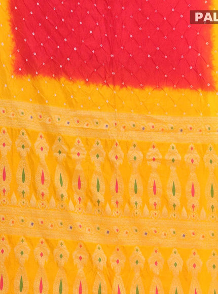 Bandhani saree red and yellow with bandhani prints and banarasi style mina border - {{ collection.title }} by Prashanti Sarees