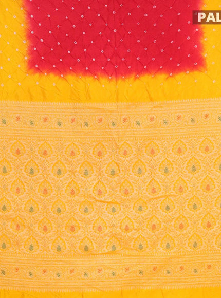 Bandhani saree red and yellow with bandhani prints and banarasi style mina border - {{ collection.title }} by Prashanti Sarees