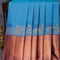 Bangalori silk saree dual shade of teal blue and deep violet with allover zari woven floral weaves and long copper zari woven border - {{ collection.title }} by Prashanti Sarees