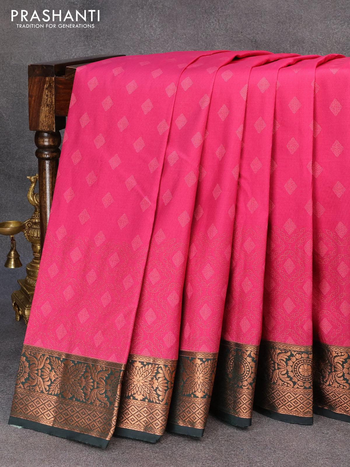 Pure kanjivaram tissue silk saree dual shade of peach shade and dark p – Prashanti  Sarees