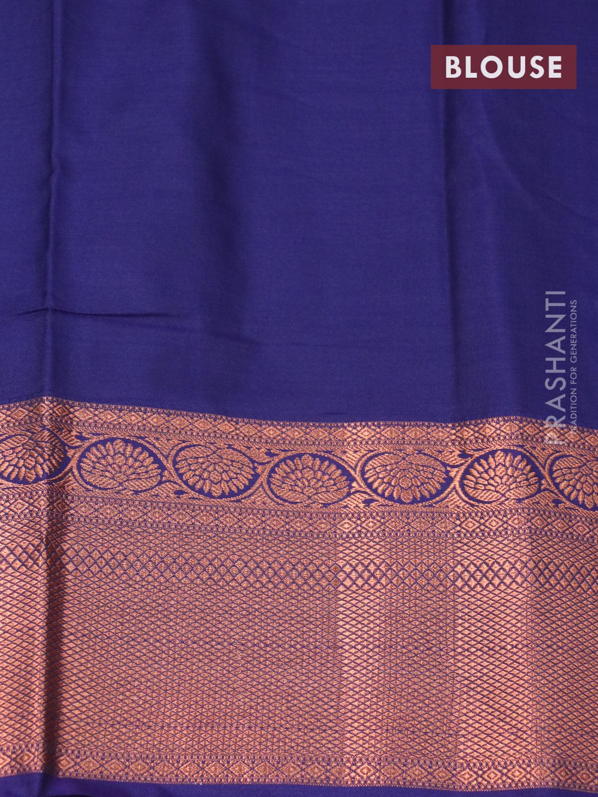 Kanchipuram Silk Checks And Butta Dark Green Saree | Kankatala