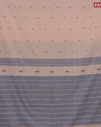 Bengal soft cotton saree beige and black with thread woven buttas and simple border - {{ collection.title }} by Prashanti Sarees