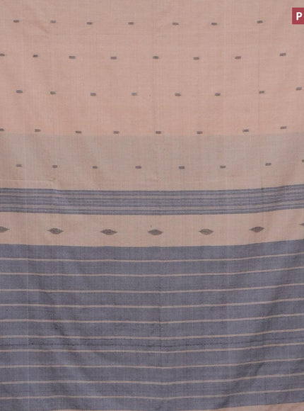 Bengal soft cotton saree beige and black with thread woven buttas and simple border - {{ collection.title }} by Prashanti Sarees