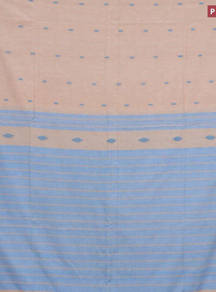 Bengal soft cotton saree beige and blue with thread woven buttas and simple border - {{ collection.title }} by Prashanti Sarees