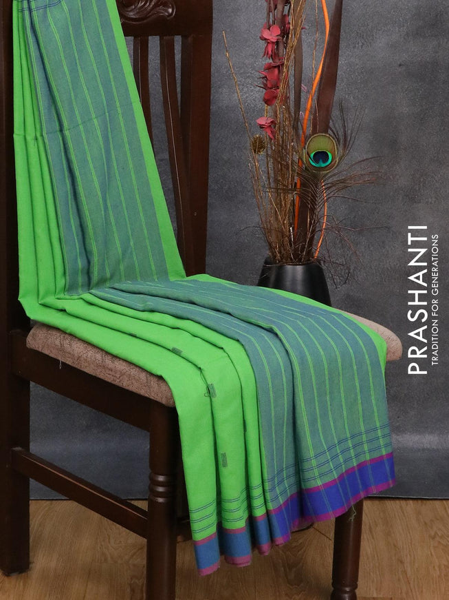 Bengal soft cotton saree light green with thread woven buttas and simple border - {{ collection.title }} by Prashanti Sarees