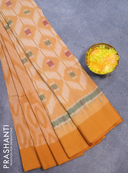 Bengal soft cotton saree mustard shade with allover thread weaves and simple border - {{ collection.title }} by Prashanti Sarees